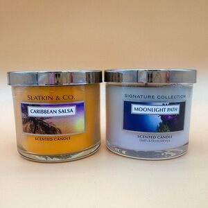 BATH AND BODY WORKS CARIBBEAN SALSA CANDLE 4 OZ MOONLIGHT PATH 4OZ VTG LOT Of 2